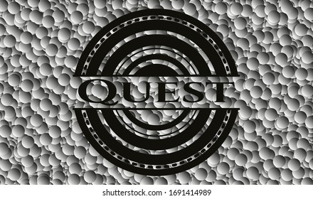 Quest dark icon or emblem with bubbles background. Vector Illustration. Detailed.