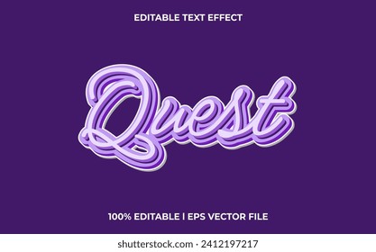 Quest editable font. typography template text effect. lettering vector illustration logo