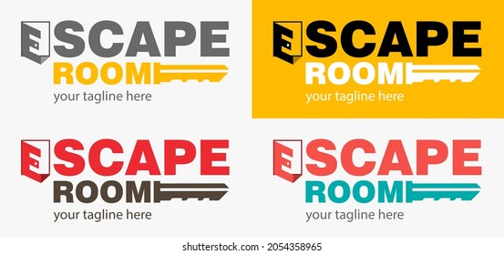 Quest or Escape room abstract logo.  Cooperative game sign of closed room.