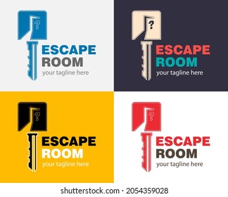 Quest or Escape room abstract logo.  Cooperative game sign of closed room.