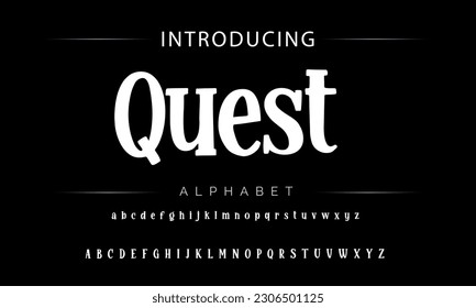 Quest Funky colorful cartoon font type. Vector alphabet