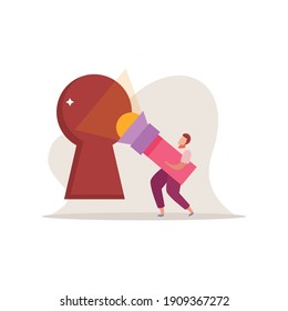Quest game flat composition with doodle human characters gaming symbols and quest element images vector illustration
