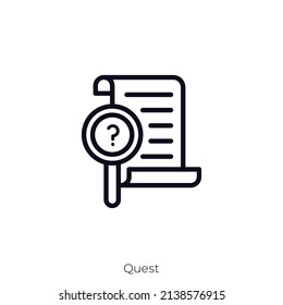Quest Icon. Outline Style Icon Design Isolated On White Background