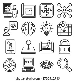 Quest Icons Set on White Background. Line Style Vector