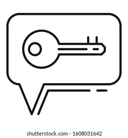 Quest key chat icon. Outline quest key chat vector icon for web design isolated on white background