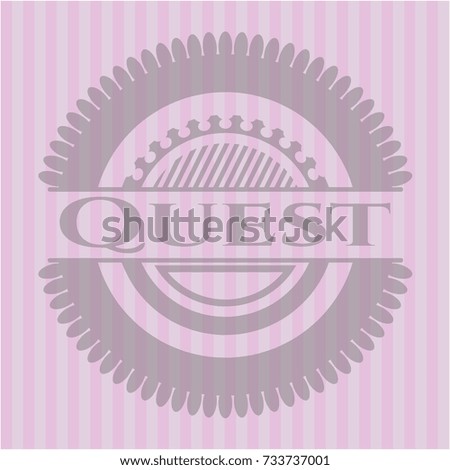 Quest pink emblem. Vintage.