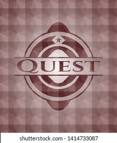 Quest red badge with geometric pattern. Seamless.