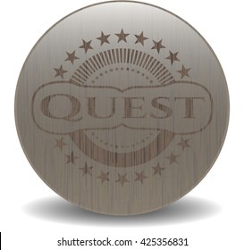 Quest retro style wooden emblem
