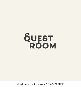 Quest room lettering logo design template. Vector illustration.