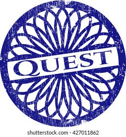 Quest rubber stamp with grunge texture
