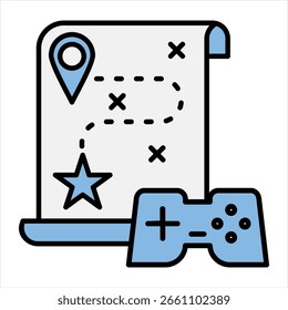 Quest Einzelsymbol Blau Schwarz Illustration