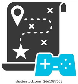 Quest Einzelsymbol Glyphe Blau Grau