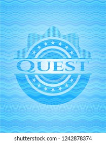 Quest sky blue water emblem background.