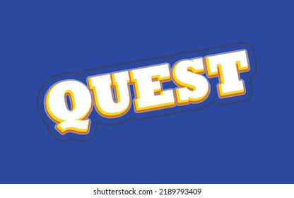 Quest text effect template with 3d bold style use for logo