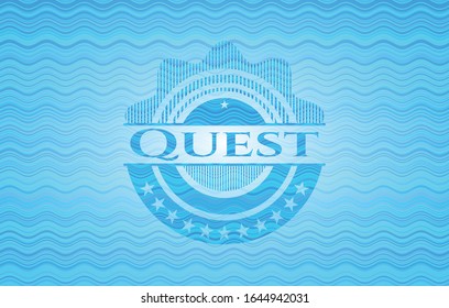 Quest water style badge. Vector Illustration. Detailed.