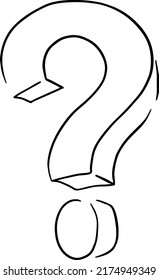 Question, 3d, hand draw line vector illustration.