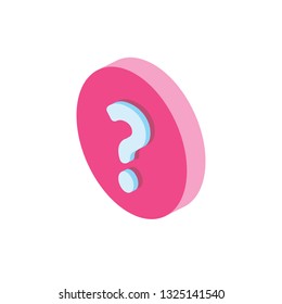 Question 3d vector icon isometric pink and blue color minimalism illustrate