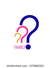 QUESTION ABOUT FAMILY, CREATIVE CONCEPT, FAMILY LOGO, THREE QUESTION MARK LOOKS LIKE FAMILY, VECTOR
