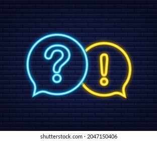 Question and Answer banner. Neon icon. Megaphone banner. Web design. Vector stock illustration.