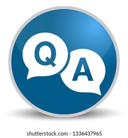 Question answer blue glossy round vector icon in eps 10. Editable modern design internet button on white background.