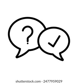 question and answer bubble icon line vector design illustration template