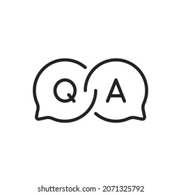 question and answer bubble like qa icon. linear flat trend modern logotype graphic stroke art design web element isolated on white background. concept of advice simbol or did you know or quick tips