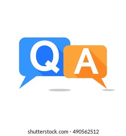 Question And Answer Bubble Speech Icon With Long Shadow