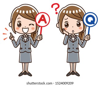 Question and answer and business woman.