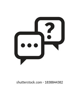 Fragen beantworten Chat schwarzes Icon Design. Hilfeunterschrift konsultieren. Vektorgrafik. 
