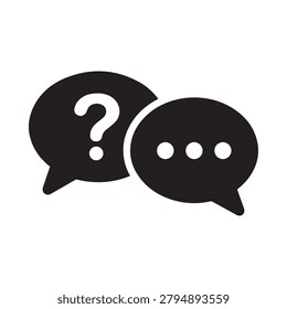 Question and Answer Chat Bubble Icon – Communication, FAQ, Customer Support Vector Symbol