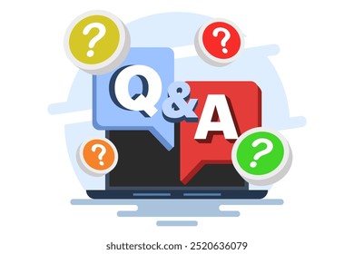 Question and Answer concept as a request for advice and support. questions and answers, Frequently Asked Questions, FAQ, QA. explanation of customer feedback and information Q A. vector illustration.