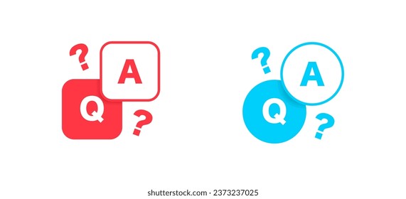 Question and answer flat icon in square and round bubble. Isolated vector illustration