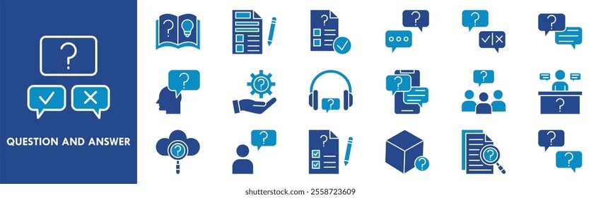 Question and Answer icon collection set. Containing design question, answer, ask, information, faq, problem, help