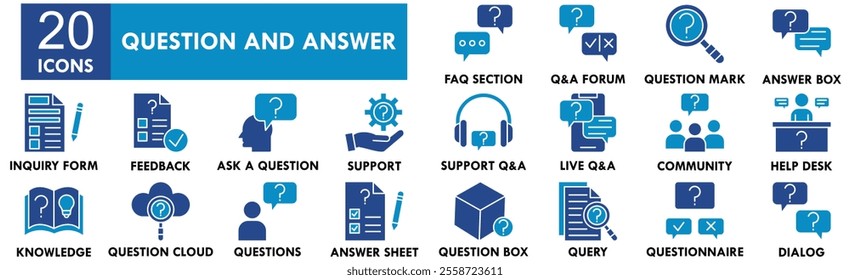 Question and Answer icon collection set. Containing design question, answer, ask, information, faq, problem, help