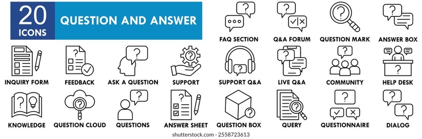 Question and Answer icon collection set. Containing design question, answer, ask, information, faq, problem, help