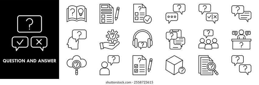 Question and Answer icon collection set. Containing design question, answer, ask, information, faq, problem, help