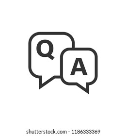 Question And Answer Icon In Flat Style. Discussion Speech Bubble Vector Illustration On White Isolated Background. Question, Answer Business Concept.