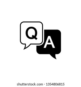 Question And Answer Icon In Flat Style. Discussion Speech Bubble Vector Illustration On White Background. Question, Answer Business Concept