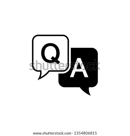 Question and answer icon in flat style. Discussion speech bubble vector illustration on white background. Question, answer business concept