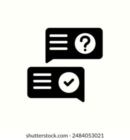 question answer icon, isolated black icon theme learning