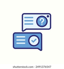 question answer icon, isolated blue icon theme learning