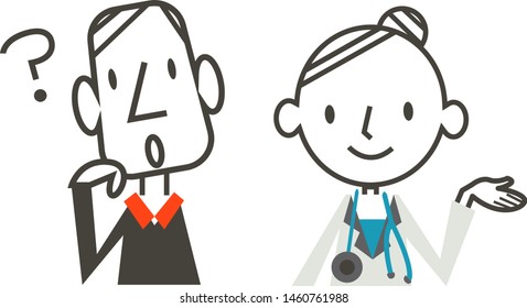 question & answer icon, man & doctor