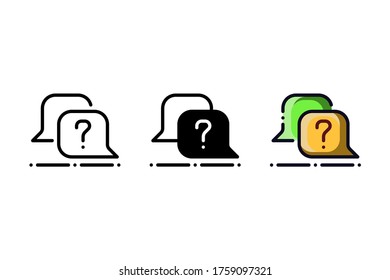 Icono de pregunta y respuesta. Con contorno, glifo y estilo de contorno relleno