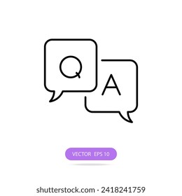 Icono de preguntas y respuestas Q y A letras ilustración vectorial delgada línea mínima para preguntas de concepto frecuentes en sitios de redes sociales páginas de negocios