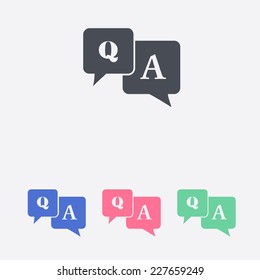 Question answer icon. Q&A sign symbol. Speech bubbles with question and answer.