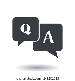 Question answer icon. Q&A sign symbol. Speech bubbles with question and answer.