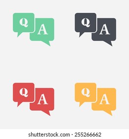 Question answer icon. Q&A sign symbol. Speech bubbles with question and answer.