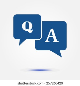 Question answer icon. Q&A sign symbol. Speech bubbles with question and answer.