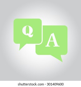 Question answer icon. Q&A sign symbol. Speech bubbles with question and answer.