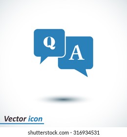 Question answer icon. Q&A sign symbol. Speech bubbles with question and answer.